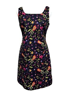 90s Y2K Whimsaical Dress Womens Size 8 Floral Multicolor Ronni Nicole Sleeveless